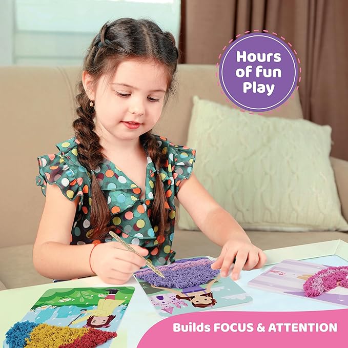 jackinthebox Poke Poke Art for Kids - Fashion Theme, Mess-Free Fabric Art and Craft, Flower Pressing Kits, Gift for Kids, Girl Gifts, Toys for Girls Ages 4 5 6 7 8