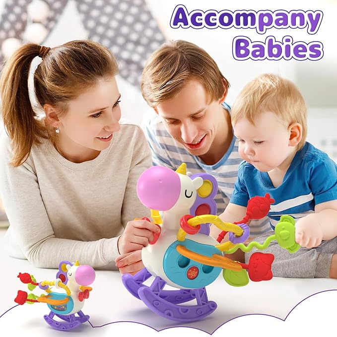 5 in 1 Baby Toy for 12 18 Month, Learning Toys for Babies 12-18 Months, Baby Busy Cube, Stacking&Sensory, Pull String&Piano Xylophone Toy, Birthday Gift for 12+ Month