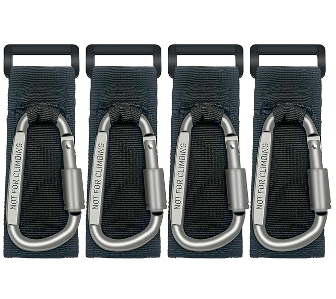 4 Pcs Baby Stroller Hook, Carry 30 lbs per Stroller Carabiner Clip, Adjustable Baby Stroller & Car Seat Hook for Hanging Diaper Bag, Wheelchair,Golf cart, Shopping and Pet Cart