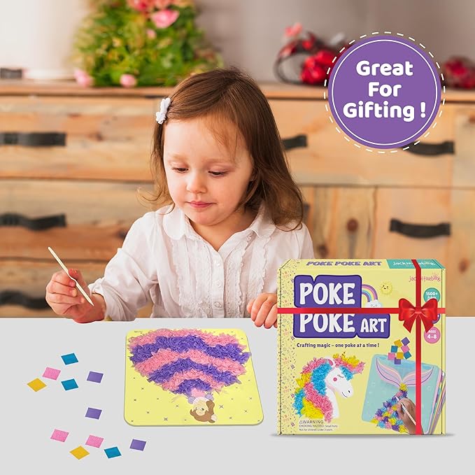 jackinthebox Poke Poke Art – Magical Theme, Mess-Free Fabric Art and Craft, Flower Pressing Kits, Gift for Kids, Girl Gifts, DIY Activity Boy Gift, Toys for Girls and Boys Ages 4 5 6 7 8