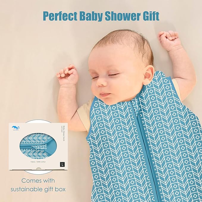 SWEET DOLPHIN Baby Sleep Sack 12-18 Months - 100% Cotton 2-Way Zipper TOG 0.5 Infant Wearable Blanket, Newborn Essentials Toddler 3 Pack Sleeping Sacks - Peacock Blue