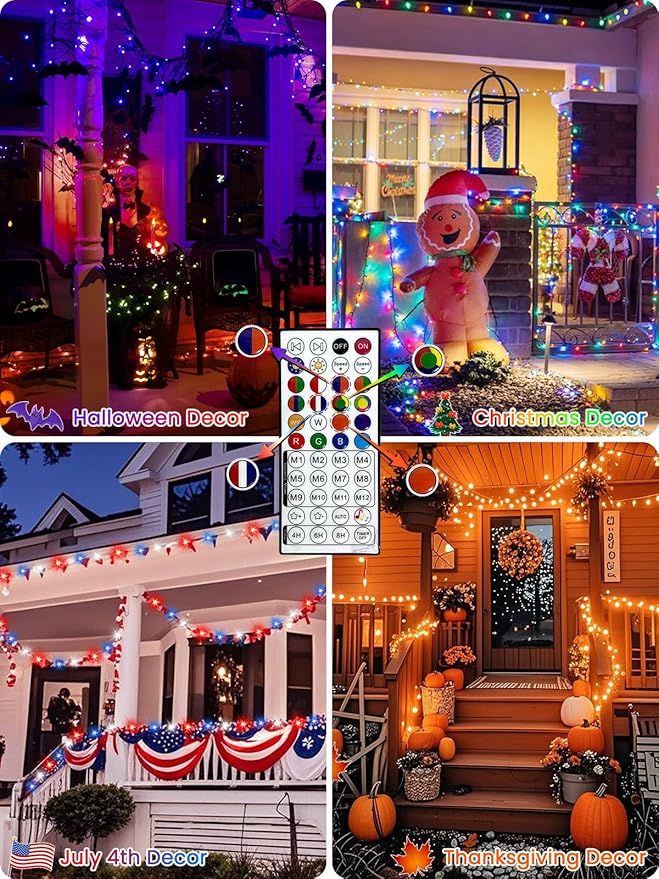 240LED Smart Color Changing Halloween Lights App Control, 95FT Waterproof RGB Music Sync Xmas Fairy String Light with Remote & Timer, Twinkle Christmas Tree Lights Outdoor Indoor Halloween Decorations
