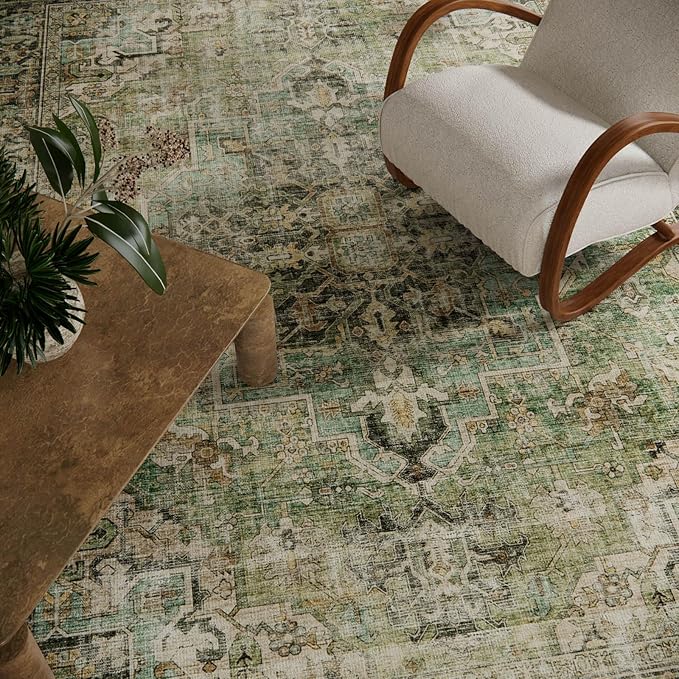 9x12 Area Rugs for Living Room: Washable Bedroom Rug Boho Vintage Rugs Stain Resistant Non Slip Low Pile Soft Lightweight Carpet for Kitchen Dining Room Farmhouse Nursery Kids Room