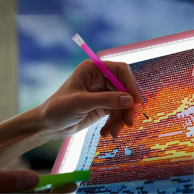 iVyne Corded A4 Light Pad for Diamond Painting & Art Projects – LED Light Board with Diamond Art Accessories – Ultra-Thin & Portable Diamond Dot Light Board, Perfect for Artists - Pink