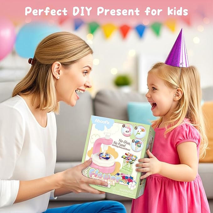 Aboofx Fabric Flower Bouquet Toys for Girls 3 4 5 6 7 8 Years Old, Flower Making Kit for Kids Age 3 4 5 6 7 8, Educational DIY Flowers Press Craft Kit Toy for Girls Birthday Holiday Party Xmas Gifts