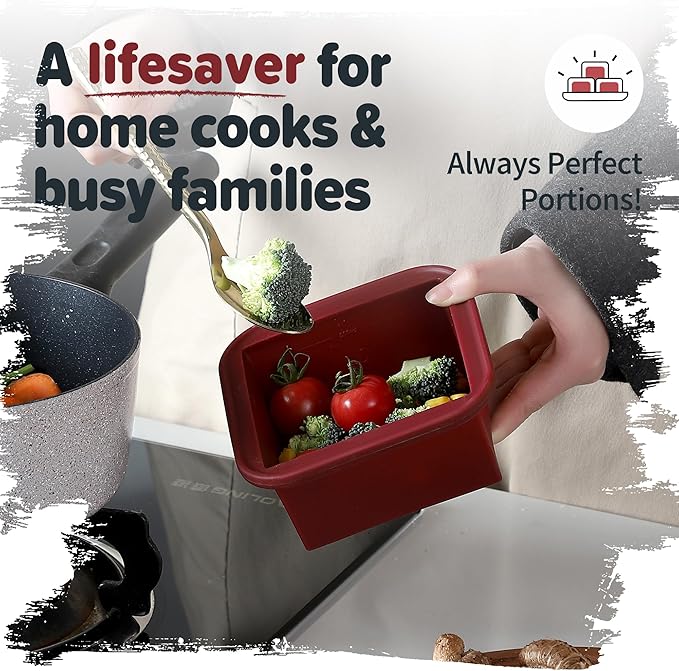 2-Cup Silicone Freezer Trays with Lids – Perfect for Meal Prep, Portion Control, and Easy Freezing-Meal Prep Container Molds for Soup,Leftovers (Cranberry, 2 Pack)