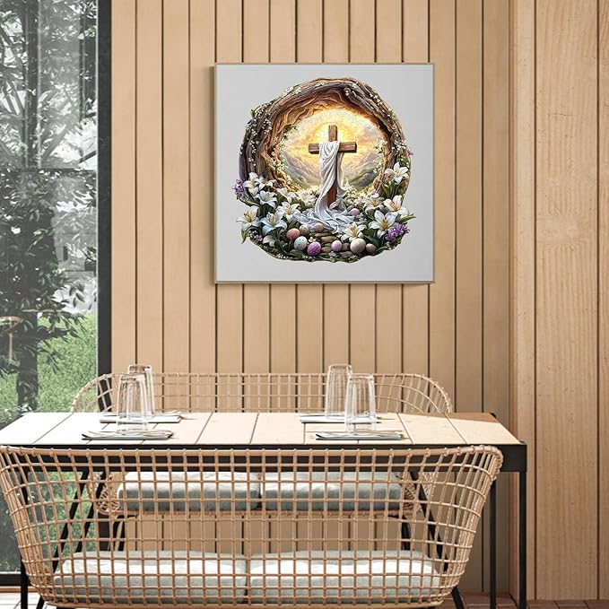 KAAYEE Wooden Puzzles for Adults, 3D Vision Effect Holy Light Cross Wooden Jigsaw Puzzle Unique Shape Wood Puzzle Adult, 3D Effect Flat Puzzle Birthday Family Game (M-11.4 * 11.3 in-200pcs)