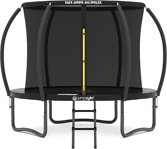 JUMPZYLLA Trampoline Outdoor 8FT 10FT 12FT 14FT 15FT 16FT with Enclosure and Ladder, ASTM Approved Recreational Trampoline for Kids and Adults, Anti-Rust Coated Frame
