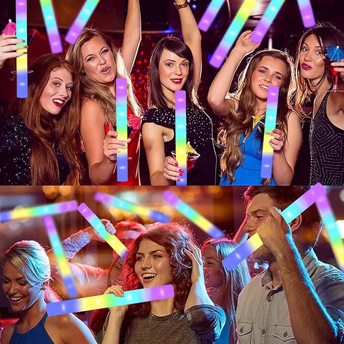 48-Count Foam Glow Sticks Party Pack - 4 Colors, Steady Bright Light Up Sticks for Weddings, Birthdays, Christmas, Halloween | Foam Glow Sticks Bulk Reusable, 6-Hr Glow, Eco-Friendly Foam
