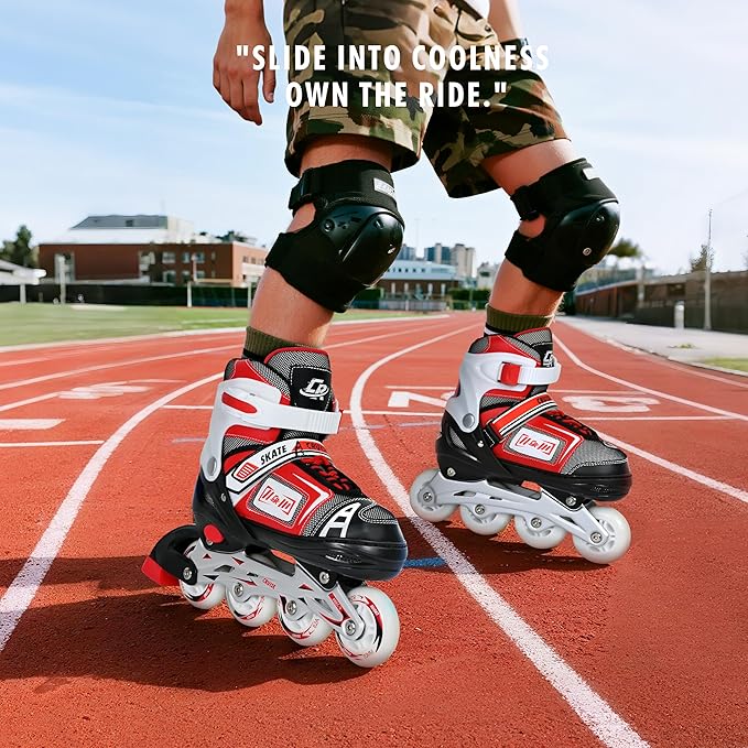 Adjustable Inline Skates for Kids, Teens, and Adults – ABEC-7 Bearings, PU Wheels, Comfortable Fit, for Indoor and Outdoor Skating