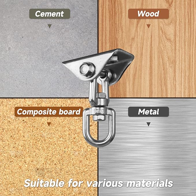 Heavy Duty Swing Hangers for Wooden Sets 2000 LB Capacity Hammock Hanger 360 Swivel Stainless Steel Swing Hardware Accessories 2 Packs for Porch Playground Yoga Heavy Bag