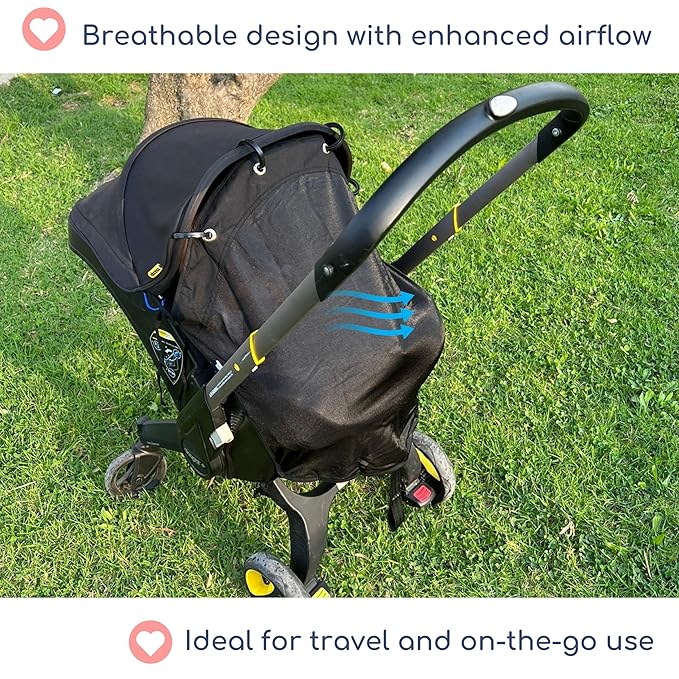 Stroller Sun Shade - Universal UV Protection Cover for Strollers Sunshade with See Through, Clip-On Sun Blocker, Sun Shield for Baby, Breathable Adjustable Fit, Full Coverage, M Black