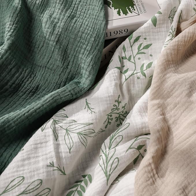 Muslin Swaddle Blankets for Newborn, 3 Pack Breathable Soft Receiving Blanket, Large 38 x 40 inches Swaddle Wrap Burping Clothes, Essentials Infant Shower Items, Toddler Gift (Bright Colors)