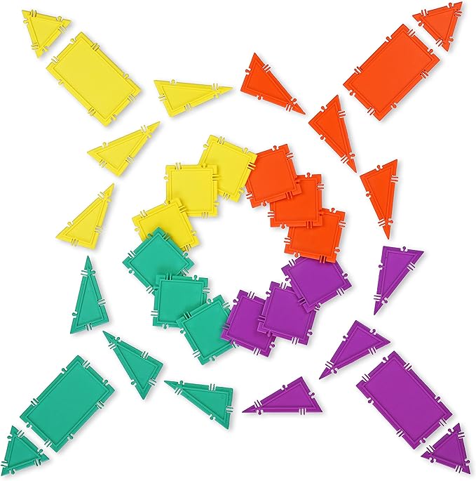 3D Building Set for Learning Math, Includes Many Online Activities,32-pc, Made in USA (Triangle/Rectangle/Square)