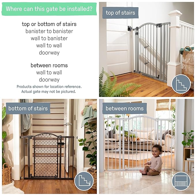 Ingenuity Decorative Extra Tall Baby Gate & Dog Gate, 28.5"-48" Wide, 36" Tall, Hardware or Pressure Mounted, Install on Top or Bottom of Stairs, Banister, or Doorway - Bronze