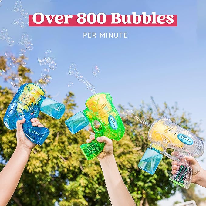 JOYIN 3 Packs Bubble Guns with 3 Solutions, Automatic Bubble Maker Blower Machine for Kids, Party Favors, Summer Toy, Birthday, Outdoor & Indoor Activity, Easter