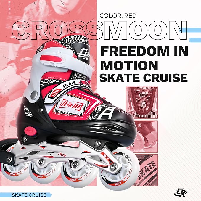 Adjustable Inline Skates for Kids, Teens, and Adults – ABEC-7 Bearings, PU Wheels, Comfortable Fit, for Indoor and Outdoor Skating