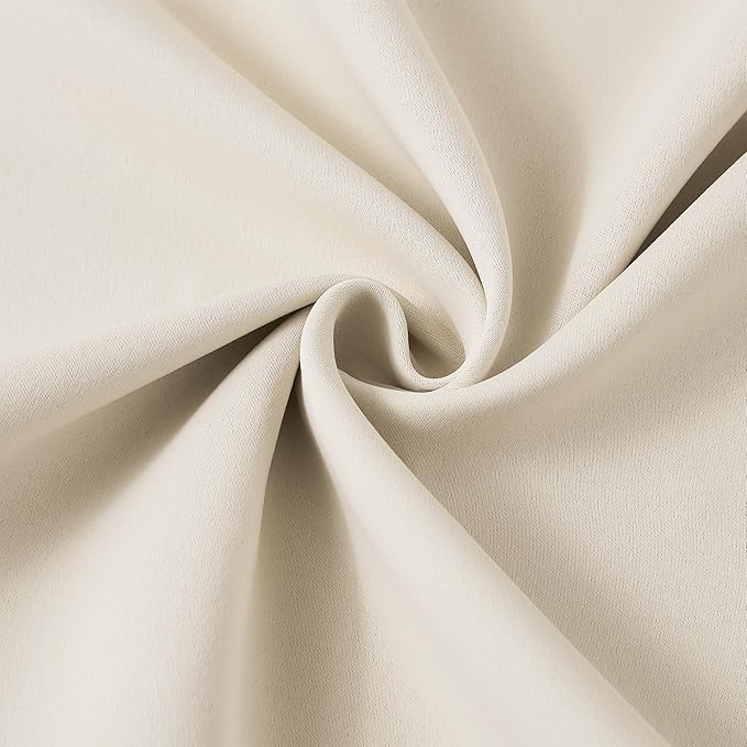 KEQIAOSUOCAI Extra Long Large Viral Pinch Pleat Cream Beige Curtains 132 Inch Long with Hooks Sound Deadening 11 ft Length Cute Curtains & Drapes for Living 130 Inch Window W40 x L132 x 2Panels