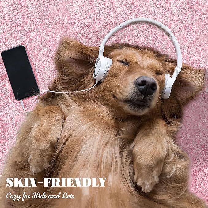 4FT Round Rug for Bedroom: Fluffy Shag Soft Washable Rugs Circle Small Fuzzy Plush Indoor Carpet for Living Room Nursery Playroom Dorm Kids Girls Boys Room (Pink, 4'x4')