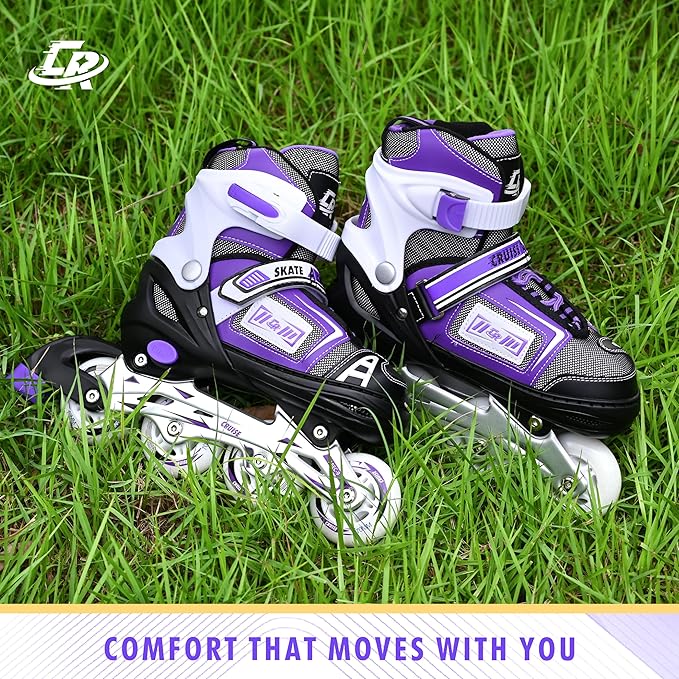 Adjustable Inline Skates for Kids, Teens, and Adults – ABEC-7 Bearings, PU Wheels, Comfortable Fit, for Indoor and Outdoor Skating