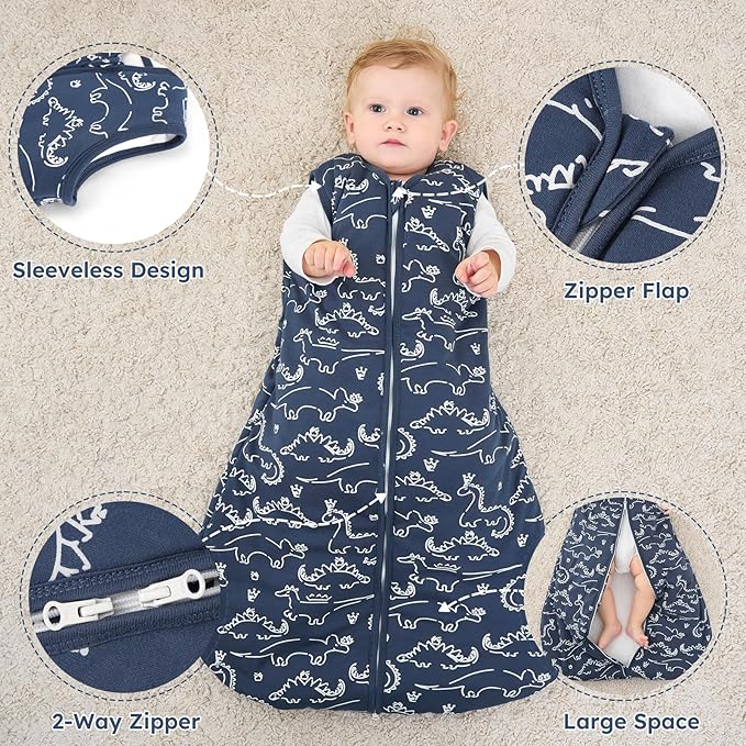 Yoofoss Baby Sleep Sack 6-12 Months, TOG 2.5 Baby Wearable Blanket with 2-Way Zipper, 100% Organic Cotton Fabric Winter Newborn Sleeping Sack, Warm Soft Comfy