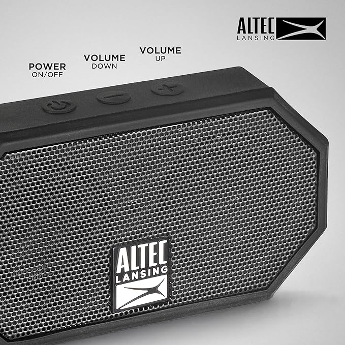 Altec Lansing Mini H2O - Waterproof Bluetooth Speaker, IP67 Certified & Floats in Water, Compact & Portable Speaker for Hiking, Camping, Pool, and Beach,Black