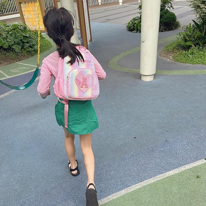 I IHAYNER Kids Glitter Lightweight Backpack for School Travel & Daycare, Toddler Backpack for Girls 3+ Preschool Kindergarten Elementary Kids Backpack-Rainbow Pink K