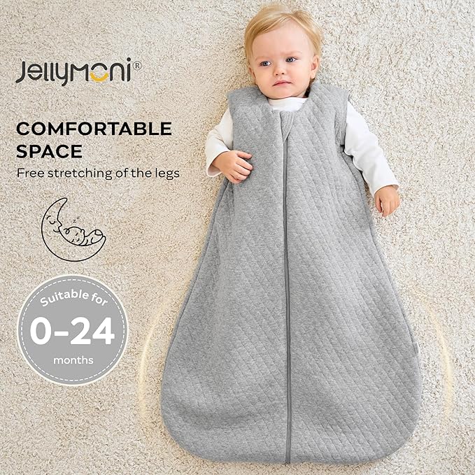 JELLYMONI Baby Sleep Sack TOG 2.5, 18-24 Months Winter Baby Wearable Blanket, 100% Cotton Infant Sleeping Sack 2-Way Zipper Warm Quilted Sleepsack
