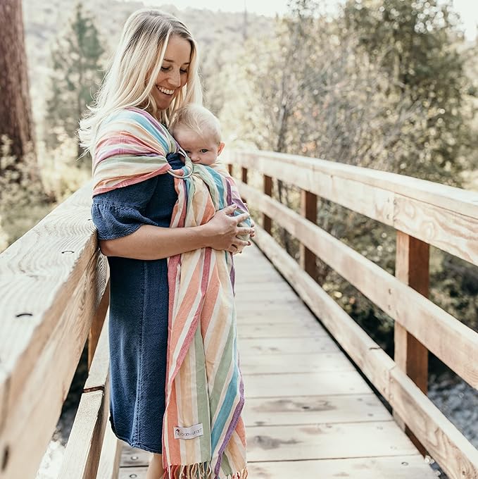 Hip Baby Wrap Ring Sling Baby Carrier for Infants and Toddlers - 100% Soft Cotton Baby Wraps Carrier for Babies 8-35 lbs - Perfect Baby Shower Gifts Moms and Dads - Nursing Cover (Mediterranean)