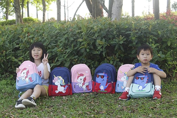 12 inch Kids Small Toddler Preschool Travel Backpack Cool Cute Cartoon Waterproof Daypack (Dinosaur Red)