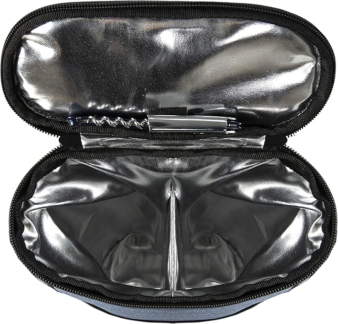 ALLCAMP 2 Bottle Wine Tote Carrier - Insulated Portable Padded Canvas Wine Bag for Travel, BYOB Restaurant, Wine Tasting, Party, Great Christmas Day Gift for Wine Lover，Blue