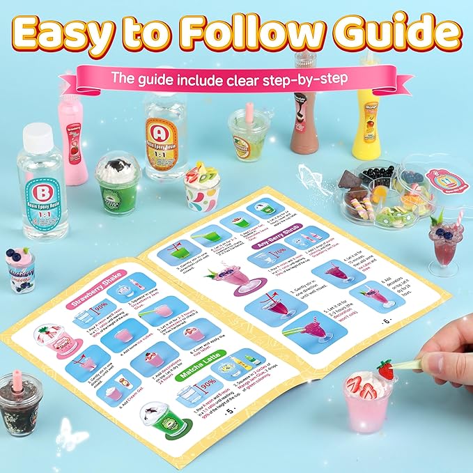 20 PCS Miniature Drink Marker Kit, Miniature Food Toys, Kitchen Pretend Food DIY Crafts Kits for Kids Ages 8-12, Girls Gift for Christmas, Birthday, Collectors, Resin Play, NOT Edible