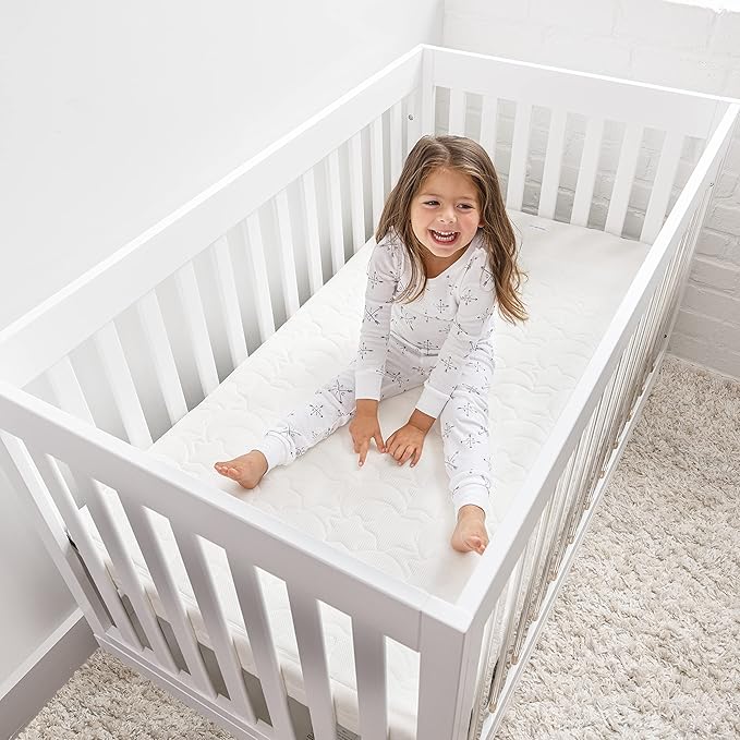 HALO DreamWeave Crib & Toddler Mattress - 100% Breathable Mattress and Core, Dual Sided 2-Stage Design, Machine Washable Cover, Hypoallergenic, Open Strand Polymer Core, Greenguard Cert.