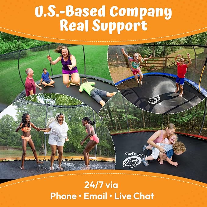 JUMPZYLLA Trampoline Outdoor 8FT 10FT 12FT 14FT 15FT 16FT with Enclosure and Ladder, ASTM Approved Recreational Trampoline for Kids and Adults, Anti-Rust Coated Frame