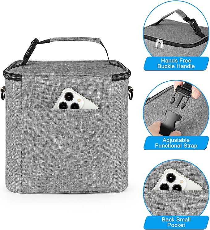 Accmor Breastmilk Cooler Bag with Ice Pack, Baby Bottle Cooler Bags, Insulated Bottle Cooler Tote Bags On The Go, Fits 6 Large 9oz Bottles, for Nursing Mom Daycare Travel, Grey