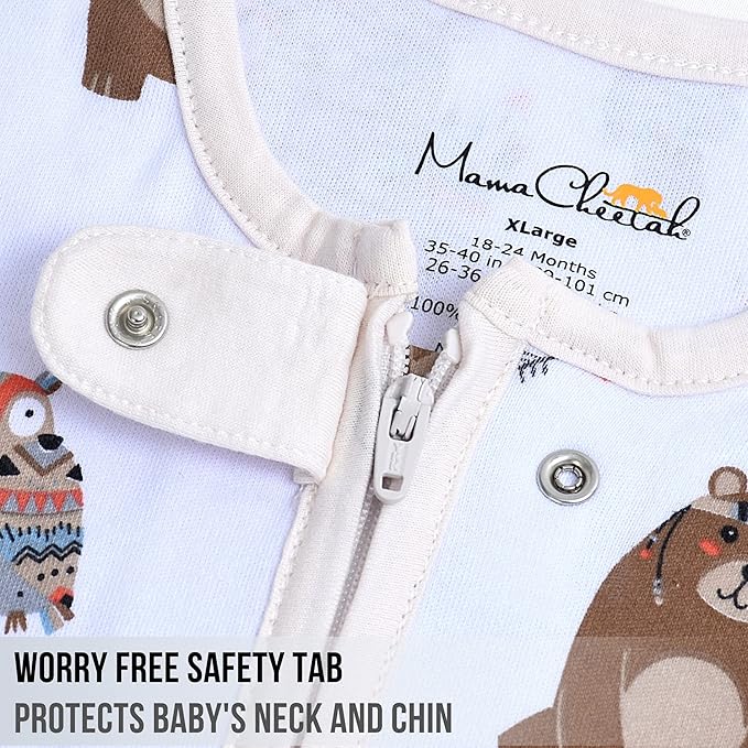 Mama Cheetah Baby Sleep Sack 0.5 TOG, Organic Cotton Baby Wearable Blanket with Two-Way Zipper, Swaddle Transition Baby Sleeping Bag for Newborn Infant Toddler Boy Girl, 12-18 Months
