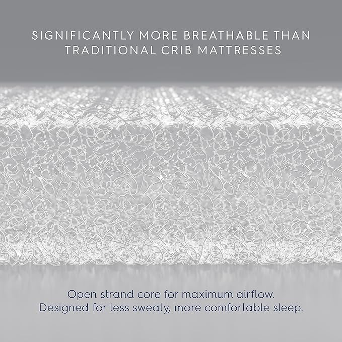 HALO DreamWeave Crib & Toddler Mattress - 100% Breathable Mattress and Core, Dual Sided 2-Stage Design, Machine Washable Cover, Hypoallergenic, Open Strand Polymer Core, Greenguard Cert.