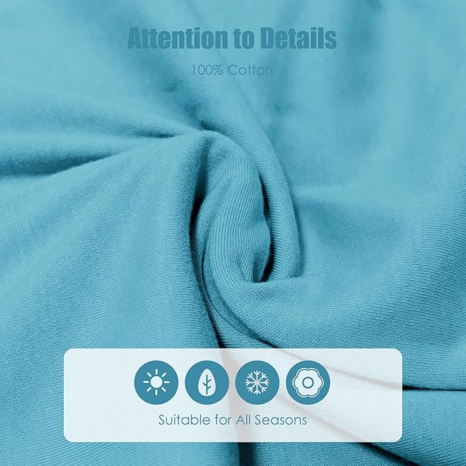 SWEET DOLPHIN Baby Sleep Sack 0-6 Months - 100% Cotton 2-Way Zipper TOG 0.5 Infant Wearable Blanket, Newborn Essentials Toddler 3 Pack Sleeping Sacks - Peacock Blue