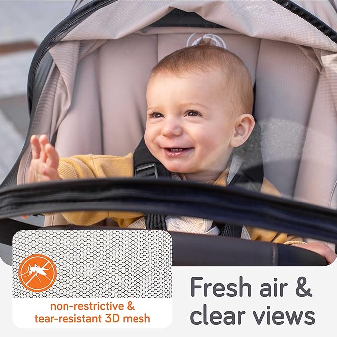 Baby Uma Baby Mosquito Net for Stroller - Universal Stroller Mosquito Net Cover, Breathable & Tear-Resistant 3D Mesh Insect Netting with Zip-up Window (+ Travel Bag)