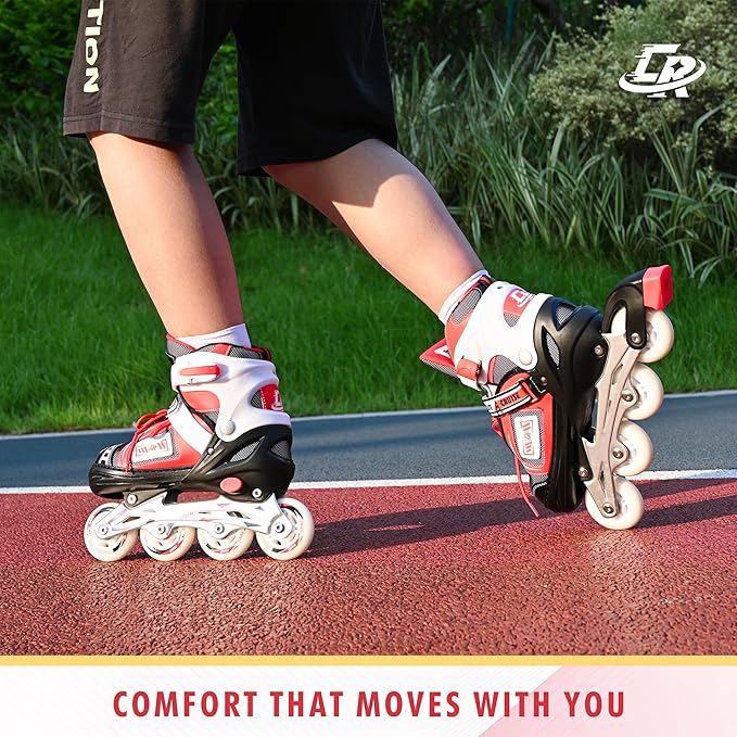 Adjustable Inline Skates for Kids, Teens, and Adults – ABEC-7 Bearings, PU Wheels, Comfortable Fit, for Indoor and Outdoor Skating