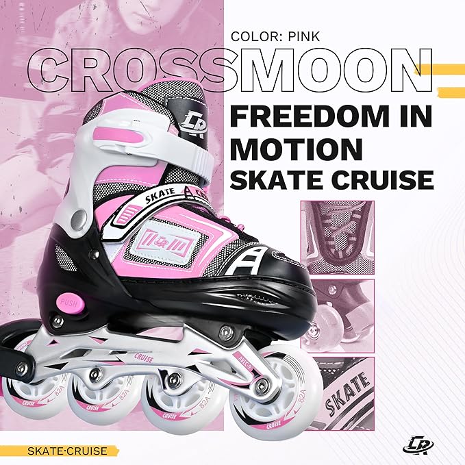 Adjustable Inline Skates for Kids, Teens, and Adults – ABEC-7 Bearings, PU Wheels, Comfortable Fit, for Indoor and Outdoor Skating