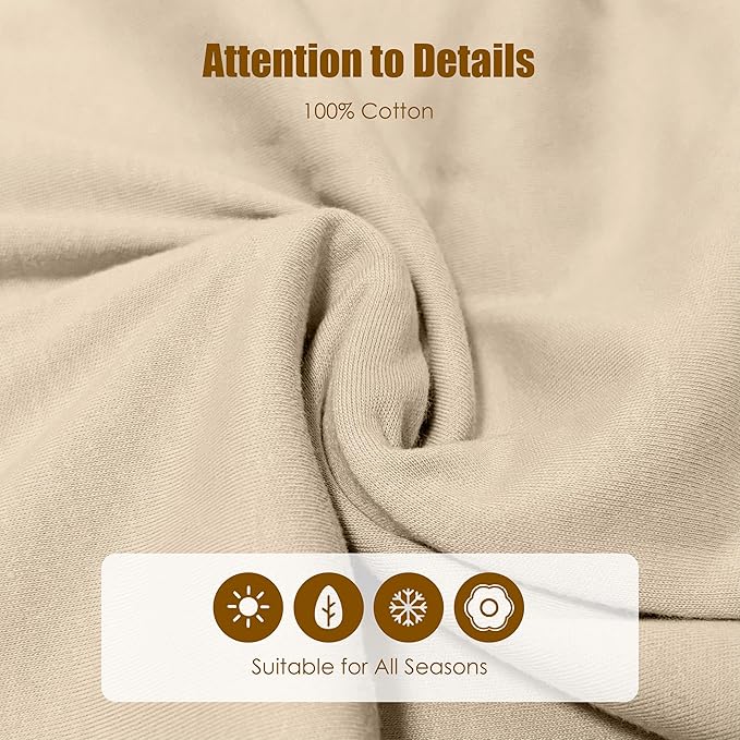 SWEET DOLPHIN Baby Sleep Sack 12-18 Months - 100% Cotton 2-Way Zipper TOG 0.5 Infant Wearable Blanket, Newborn Essentials Toddler 3 Pack Sleeping Sacks - Brown