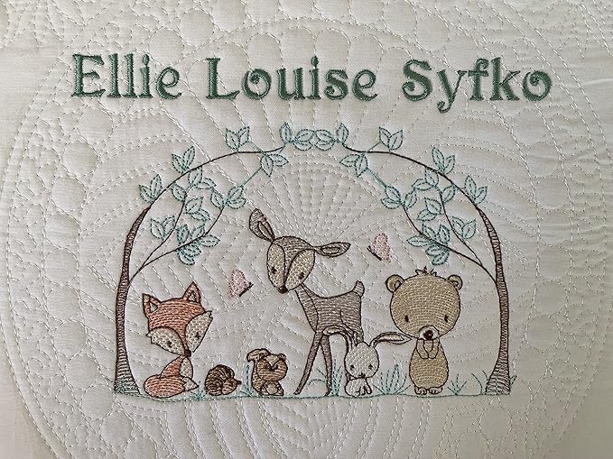 Personalized Baby Blanket Quilt | Monogrammed Blankets for Boys and Girls | Embroidered Baby Gifts | (Woodland Animals)