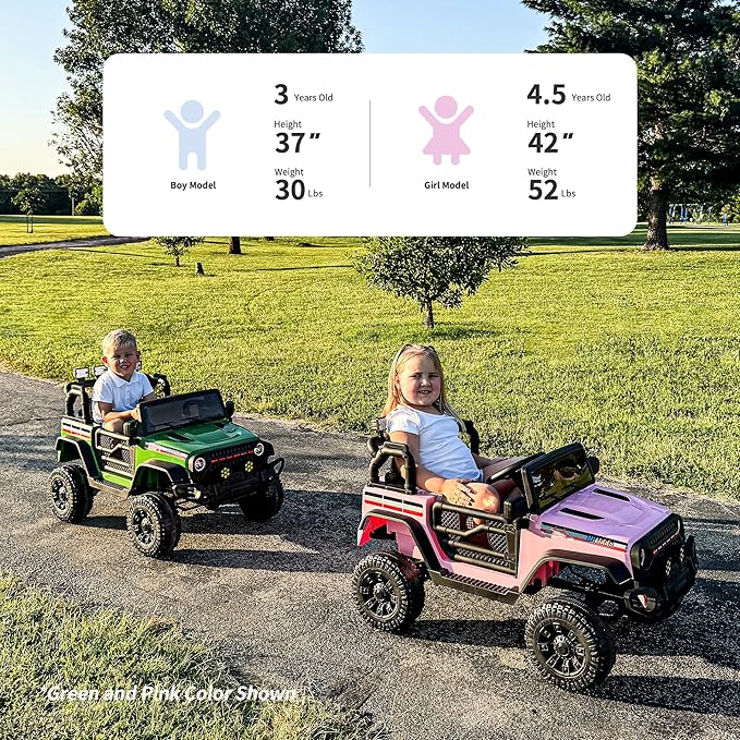 4WD Kids Ride on Car Truck, 12V 7Ah Kids Electric Vehicles Car Ride on Toy for Toddlers 3-5 with Remote Control - White